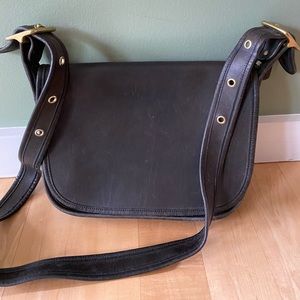 Vintage Brown Coach Tote- Flap & Adjustable Straps
